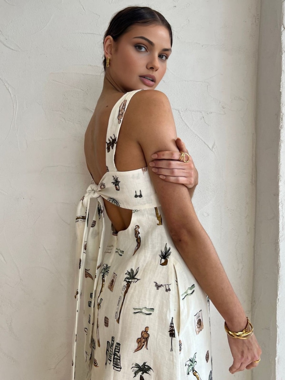 NEW Commense Tropical Print Knotted Maxi Dress (M) - Picture 4 of 12
